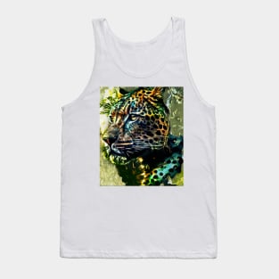 Majestic Digital Jaguar Cat Painting - Unleash Your Inner Wildness Tank Top